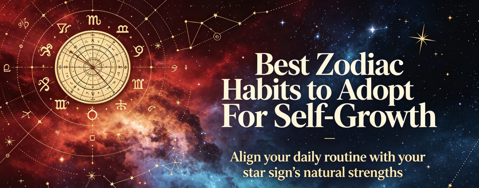 Astrology blog banner featuring best zodiac habits to adopt for sustainable self-growth aligned with each star sign