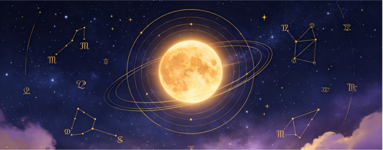why am i so lonely astrology graphic, full moon with zodiac wheel, starry night